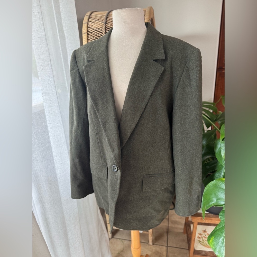 Vintage Pendleton Classic Olive Green Blazer Davis virgin wool‎